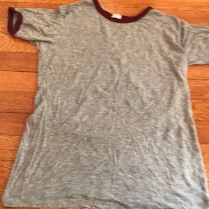 Brandy Melville grey and maroon t shirt